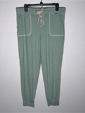Lates by Kate Striped Green Drawstring Women's Pajama Pants